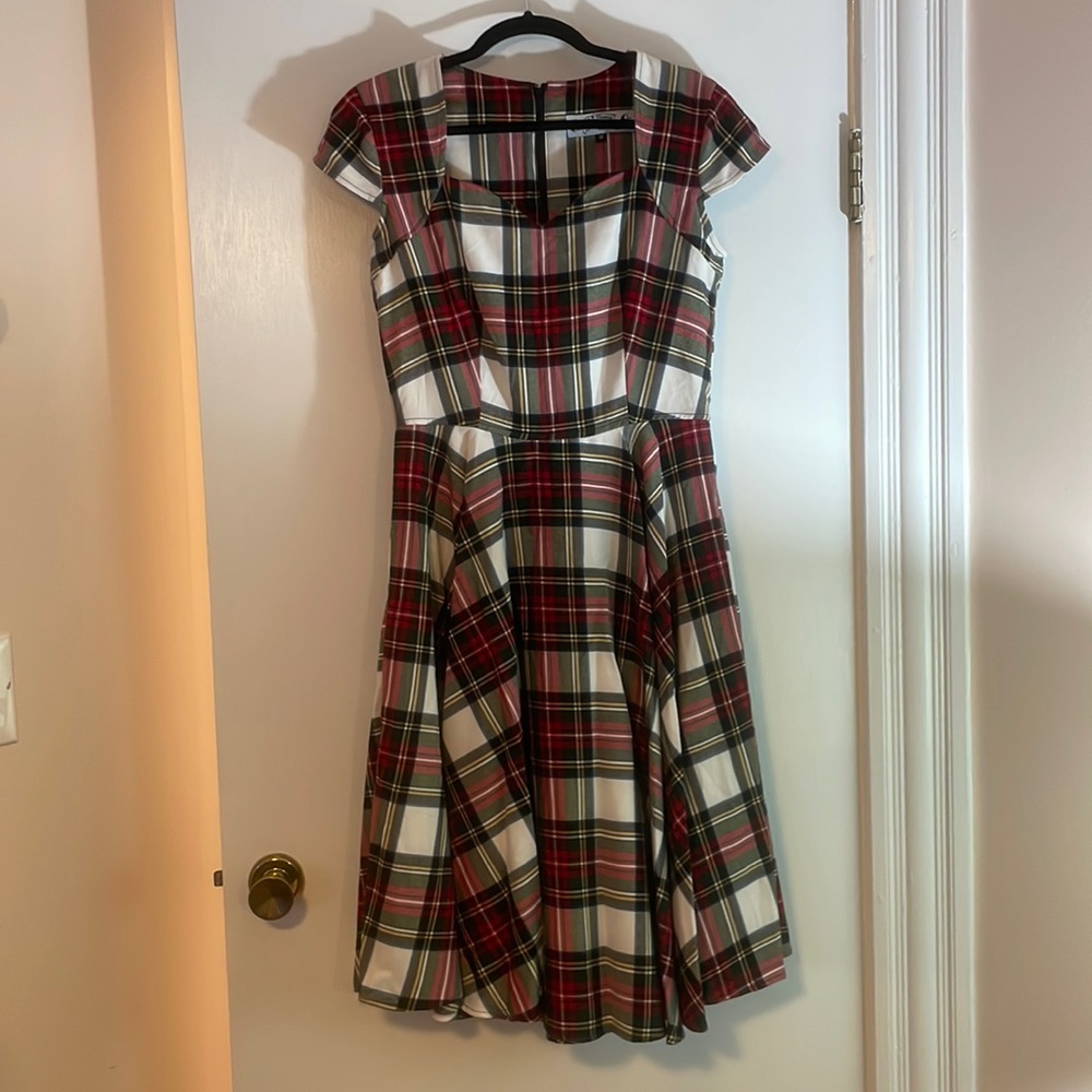 Hell Bunny Plaid Tartan Christmas Dress M Medium